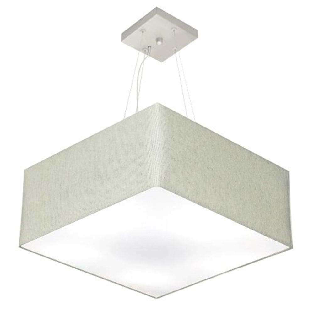 Lustre Pendente Quadrado Md-4006 Cúpula em Tecido 21/50x50cm Rustico Cinza - Bivolt