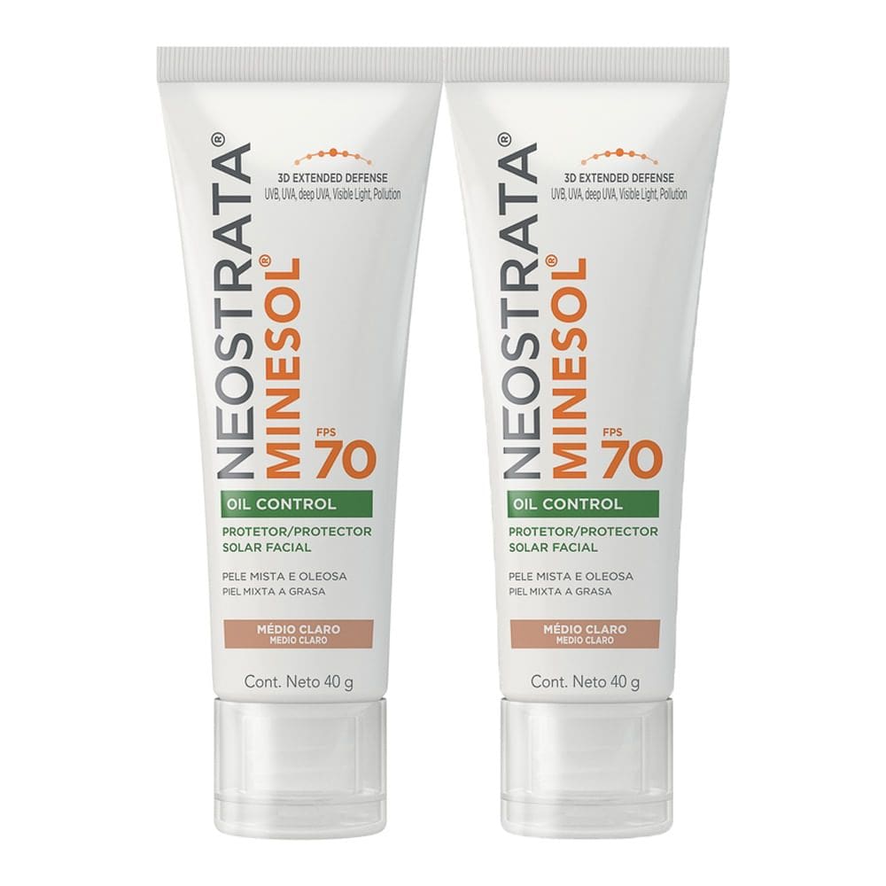 Kit 2 Protetor Solar Facial Neostrata Minesol Oil Control FPS 70 Cor Médio Claro 40g