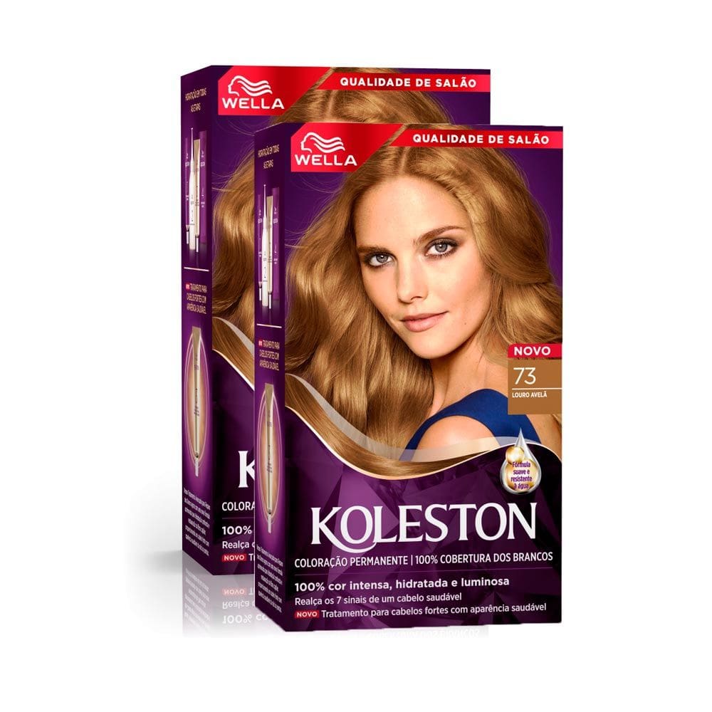 Kit 2 Tintura Creme Koleston Wella Louro Avelã 73