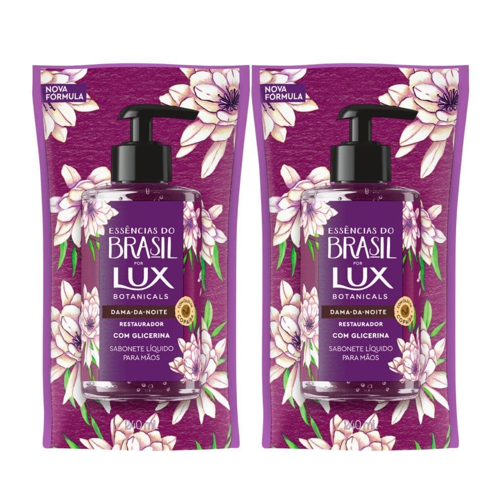 Sabonete Líquido Para Mãos Lux Dama da Noite Refil 240ml  Kit com duas unidades