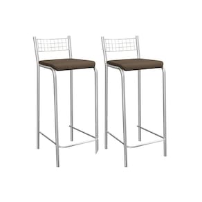 Kit 2 Banquetas Sala Jantar Gênova 2B705CR Aço 2 Un Cromado/Suede Cappuccino - Kappesberg