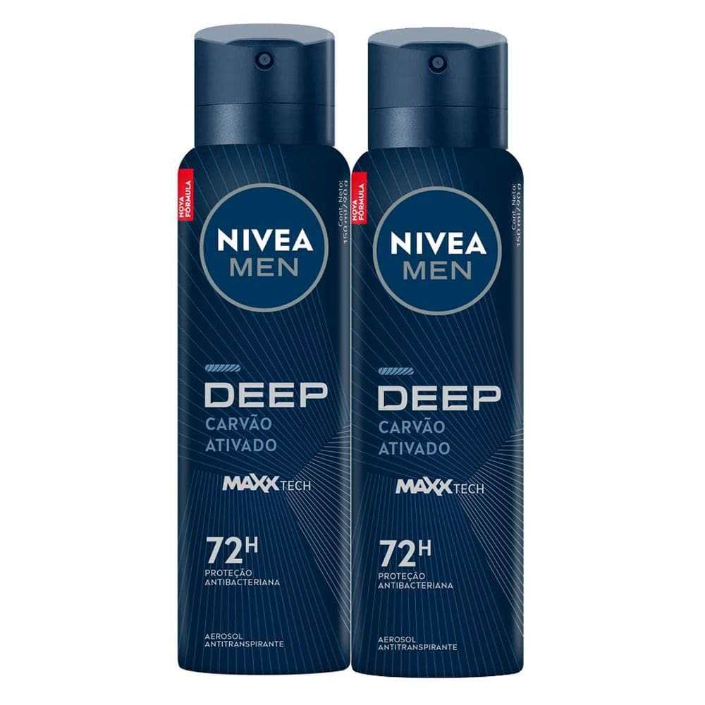 Kit 2X 150ml Desodorante Nivea Men Deep Aerosol Antitranspirante 48h