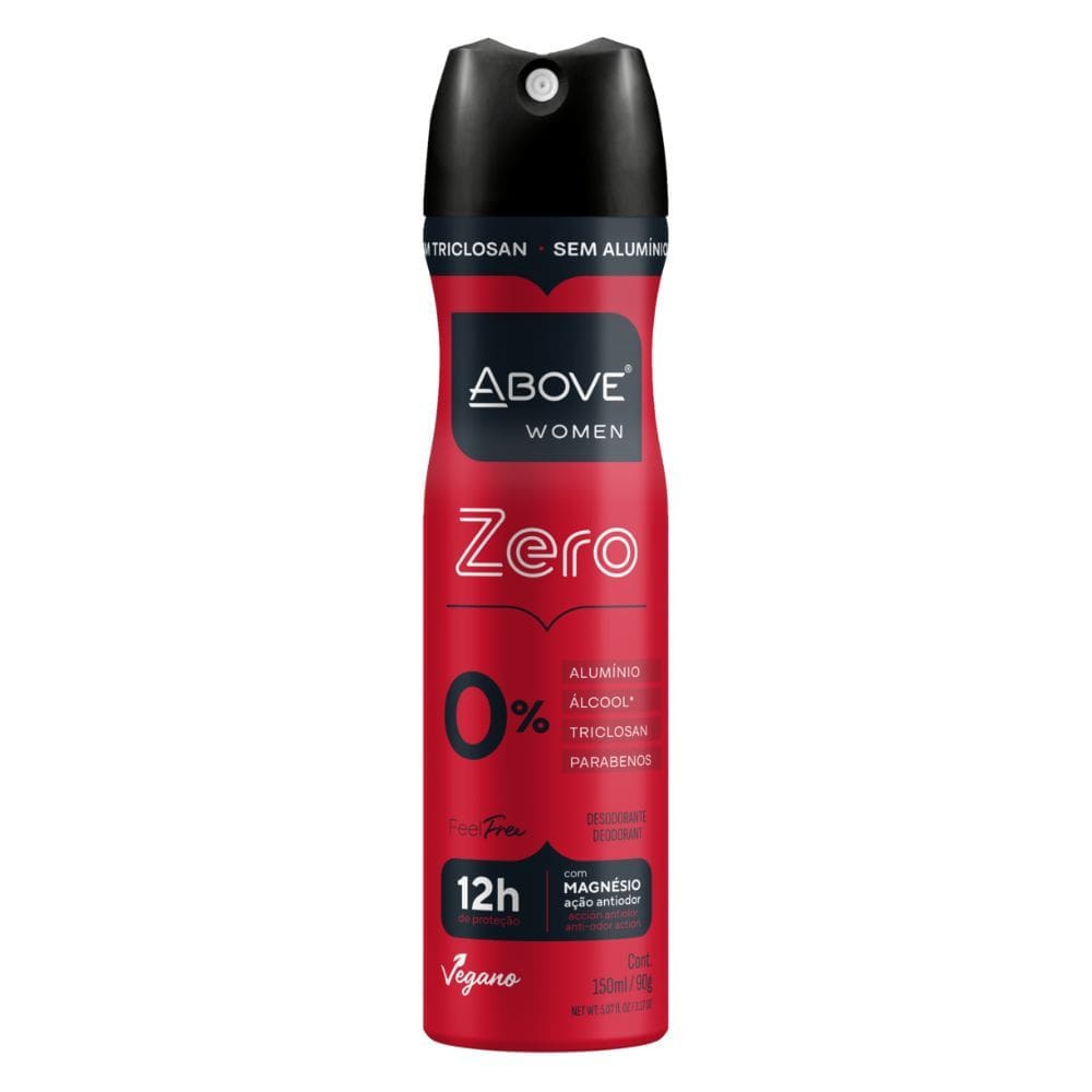 Desodorante Aerossol Above Women Zero Feel Free 150ml Spray