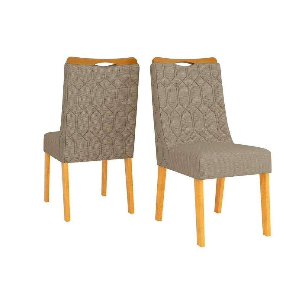 Cadeira de Cozinha Bia Cedro/Linho Bege - DJ Móveis