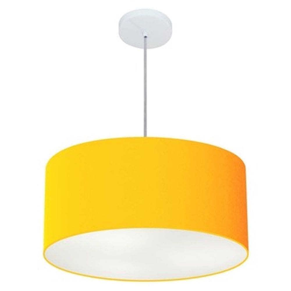 Lustre Pendente Cilíndrico Md-4100 Cúpula em Tecido 50x25cm Laranja - Bivolt