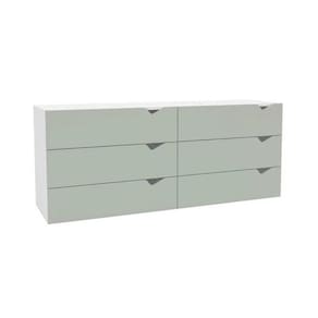 Cômoda Casal Porto c/ 6 Gavetas Branco/Verde - Politorno