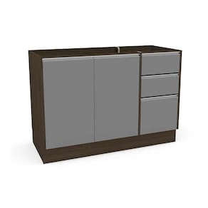 Gabinete de Cozinha Modulado Campanele c/ 2 Portas e 3 Gavetas s/ Tampo 120cm Castanho/Cinza - Politorno