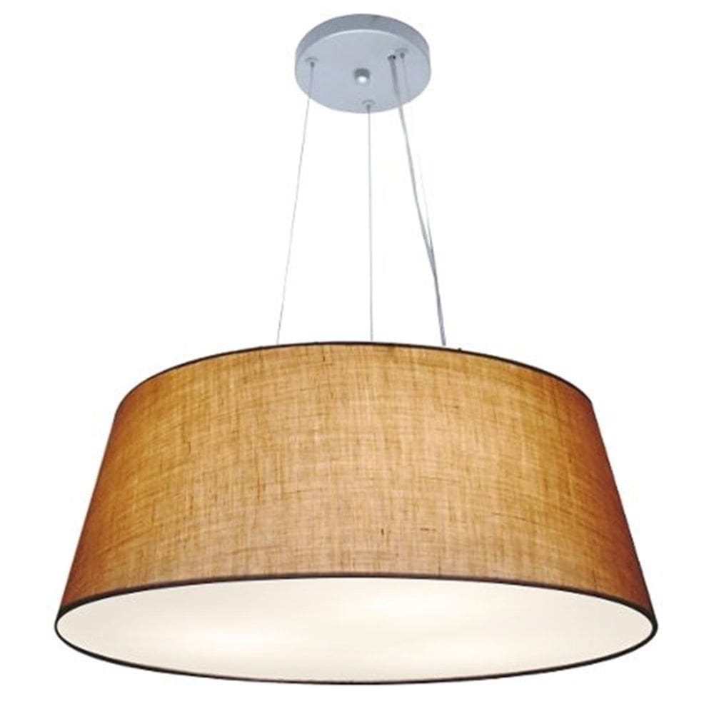 Lustre Pendente Cone Md-4072 Cúpula em Tecido 30/80x65cm Palha - Bivolt