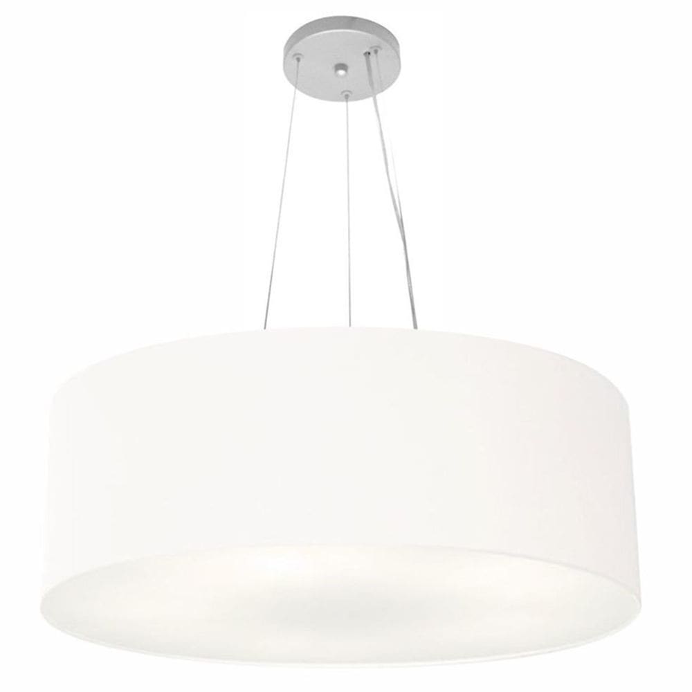 Lustre Pendente Cilíndrico Md-4010 Cúpula em Tecido 60x21cm Branco - Bivolt