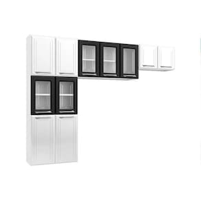 Cozinha Compacta Topazio c/ 11 Portas ( 5 c/ Vidro ) Preto - Telasul