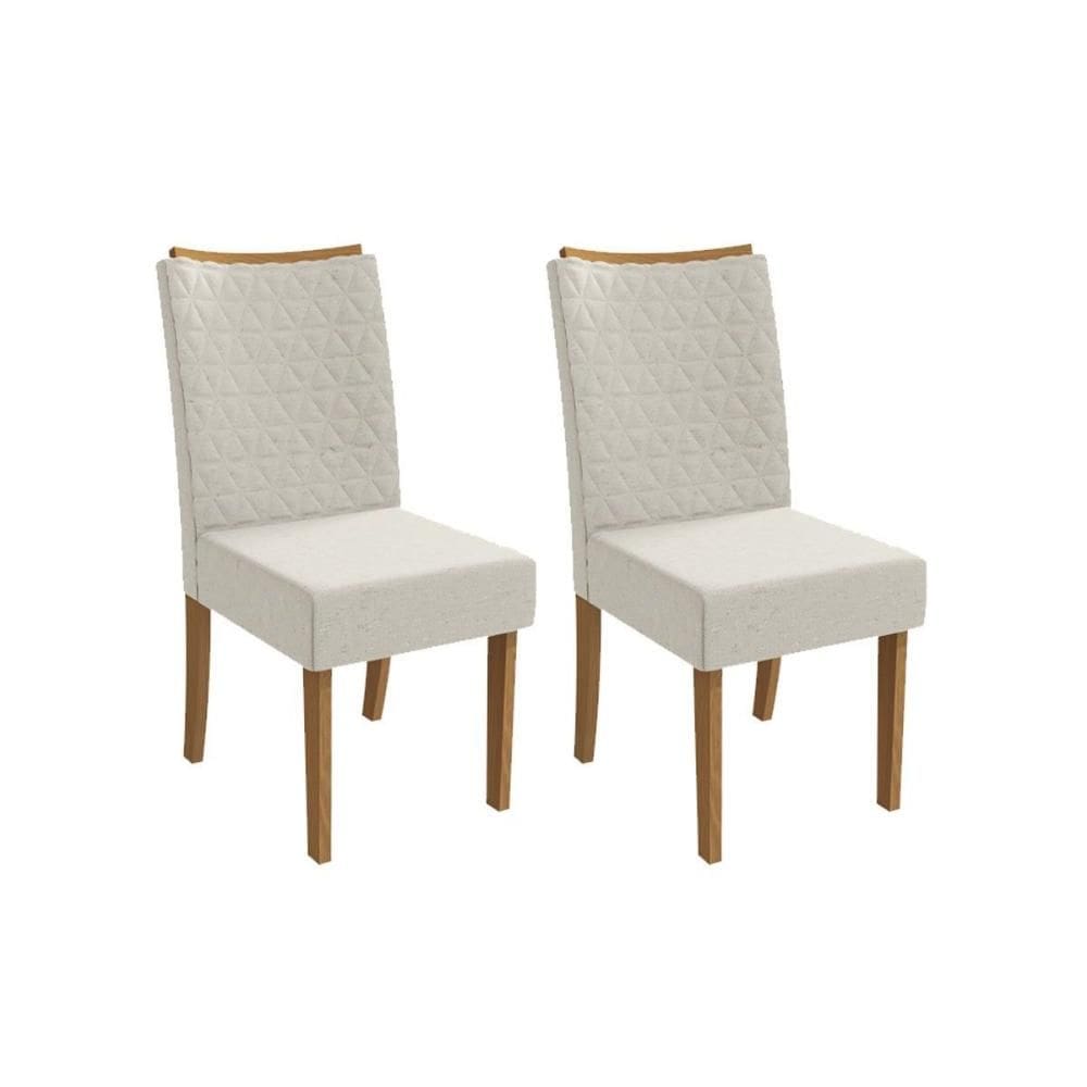 Kit 2 Cadeiras de Cozinha Rosa 2CAD129 Madeirado 2 Un Canela/Linho Bege Caqui - Kappesberg