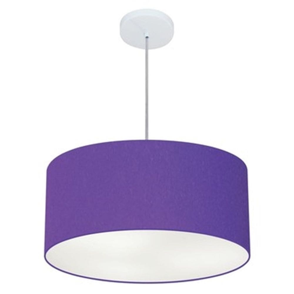 Lustre Pendente Cilíndrico Md-4100 Cúpula em Tecido 50x25cm Roxo - Bivolt