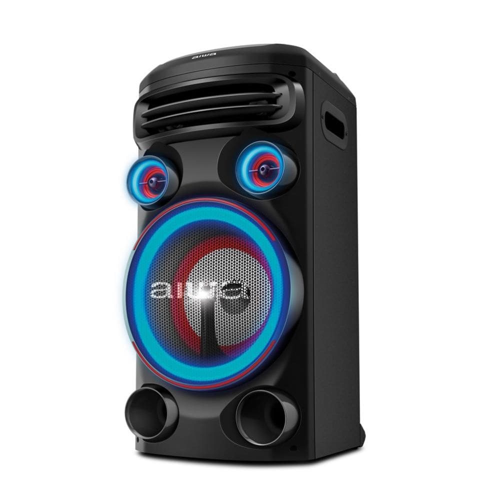 Caixa de Som Torre AIWA 1500W 1Woofer10" Bluetooth RGB USB Preta T1W-01 Bivolt