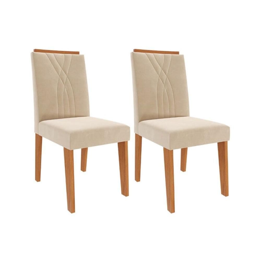 Cadeira de Cozinha Nicole Kit 2 Un Cinamomo/Suede Nude Bege - Cimol