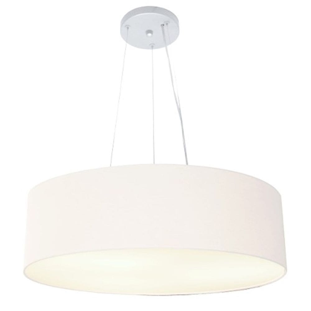 Lustre Pendente Cilíndrico Md-4136 Cúpula em Tecido 80x15cm Branco - Bivolt