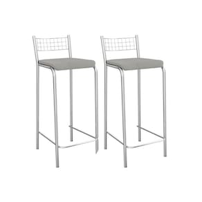 Kit 2 Banquetas Sala Jantar Gênova 2B705CR Aço 2 Un Cromado/Boucle Cinza - Kappesberg