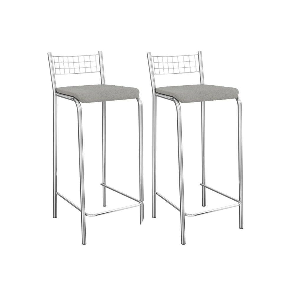 Kit 2 Banqueta de Cozinha Gênova 2B705CR Aço 2 Un Cromado/Boucle Cinza - Kappesberg