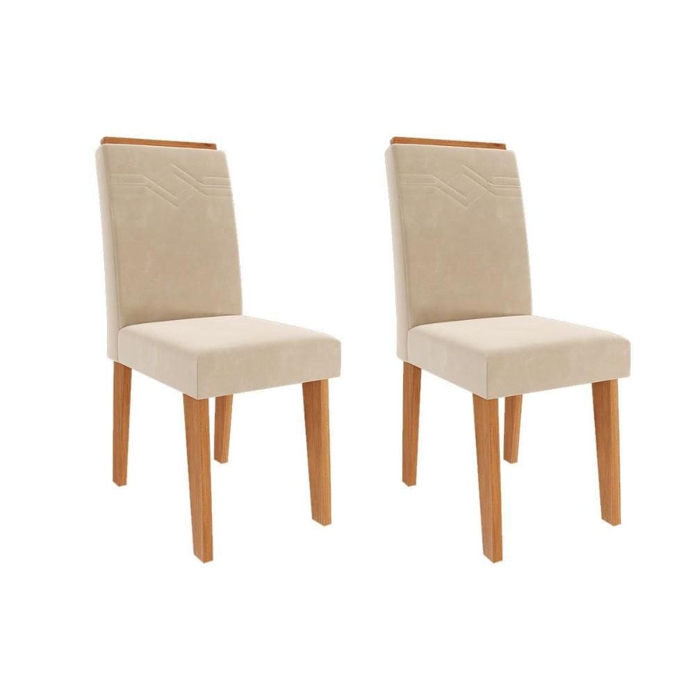 Kit 2 Cadeiras Sala Jantar Taís 2 Un Cinamomo/Suede Nude Bege - Cimol