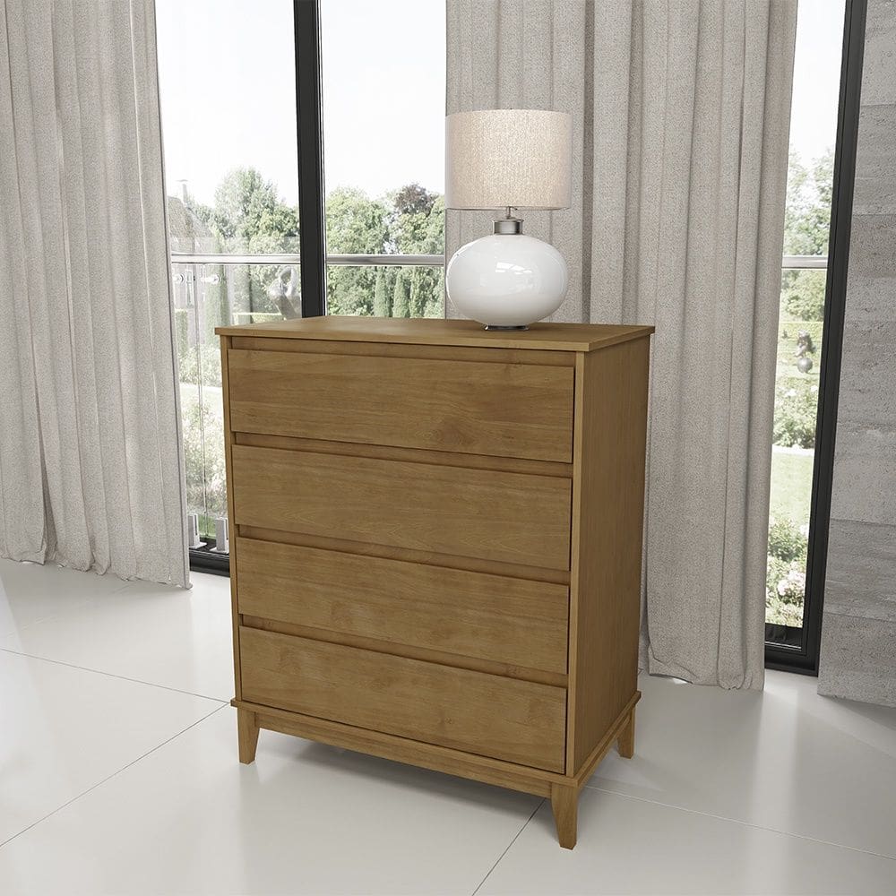 Cômoda 4 Gavetas Linha Prata Madeira Maciça e MDF 2801FN Freijó Finestra