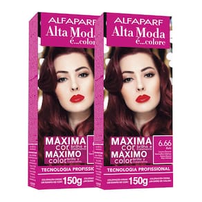 Kit 2X Tintura Creme Altamoda Alfaparf Rubi 6.66