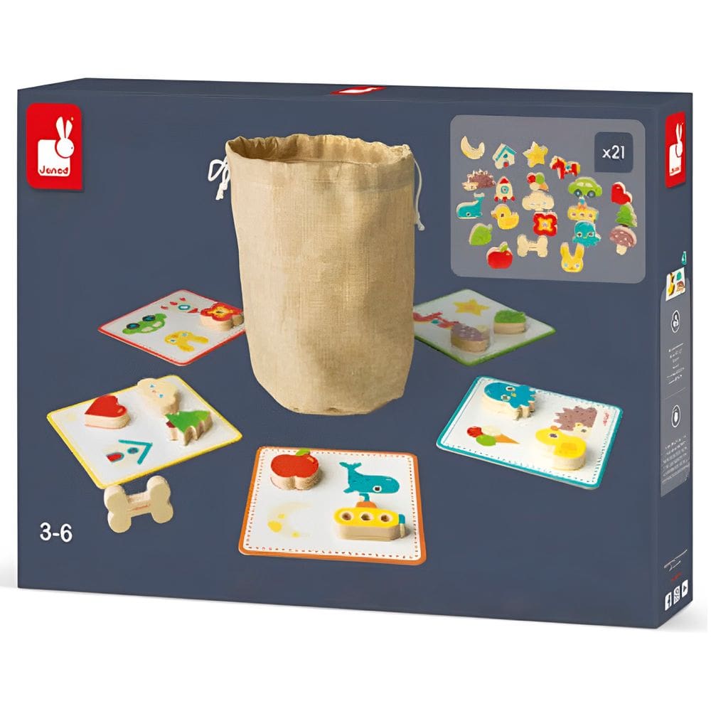 Tabuleiro Didático Formas Secretas com 27 Peças em Madeira - Janod