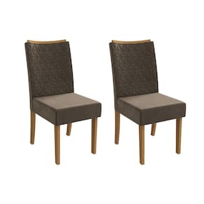 Cadeira de Cozinha Rosa 2CAD129 Madeirado Kit 2 Un Canela/Suede Capuccino - Kappesberg