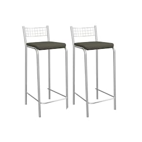Kit 2 Banquetas Sala Jantar Gênova 2B705CR Aço 2 Un Cromado/Suede Escuro - Kappesberg