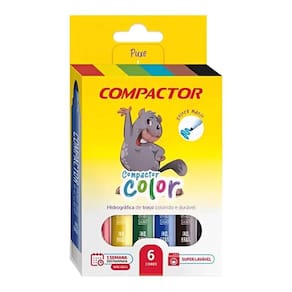Canetinha Hidrográfica Color 1582416 6 Cores - Compactor