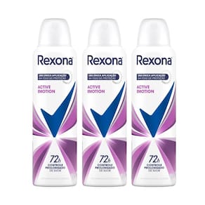 Desodorante Antitranspirante Rexona Active Emotion Aerosol 150ml Kit com três unidades