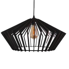 Luminária Teto Tipo Pendente Dejavu Em Mdf - Completa - Cor:preta