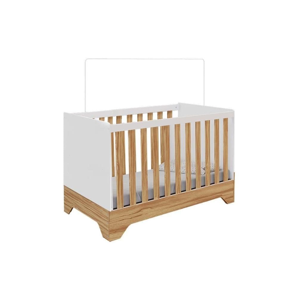 Berço / Mini Cama Infantil Popy Retrô 3 em 1 Branco/Amendoa - Peroba