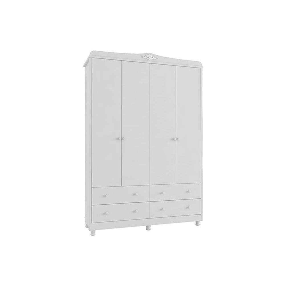 Guarda Roupa 4 Portas Elô c/ e 4 Gavetas Branco - Peroba
