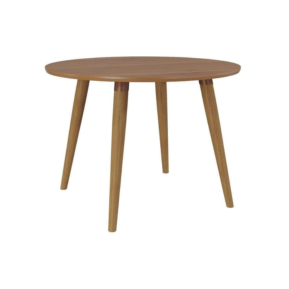 Mesa Multiuso Cozinha Dani c/ Tampo Madeirado Redondo 109x109cm Carvalho/Cinamomo - Cimol