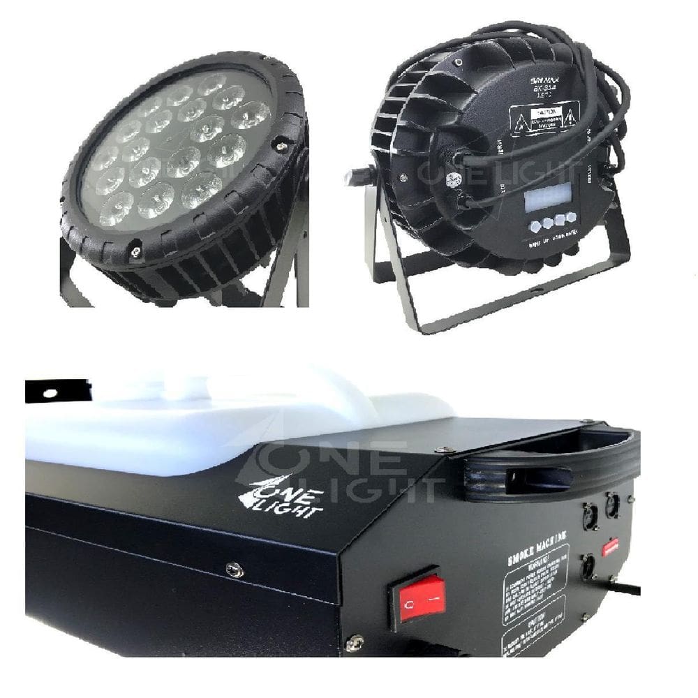 Kit 2 Par Led 18X15W Rgbwa Outdoor + Maquina De Fumaça 3000