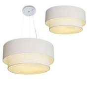 Plafon e Pendente Duplo Cilíndrico Vivare Md- 3017 e Md-4061 Cúpula em Tecido 50x40cm  Branco - Bivolt
