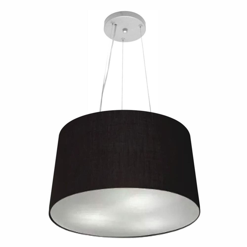 Lustre Pendente Cone Md-4153 Cúpula em Tecido 30/45x40cm Preto - Bivolt