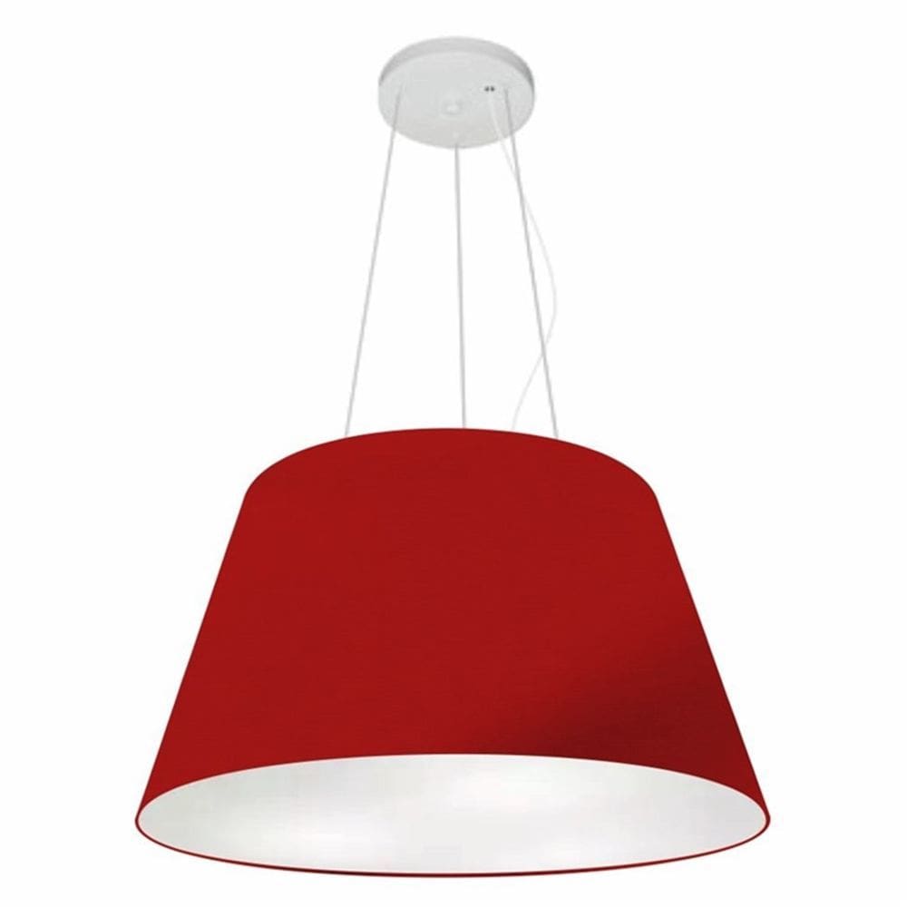 Lustre Pendente Cone Md-4141 Cúpula em Tecido 30/50x35cm Bordo - Bivolt