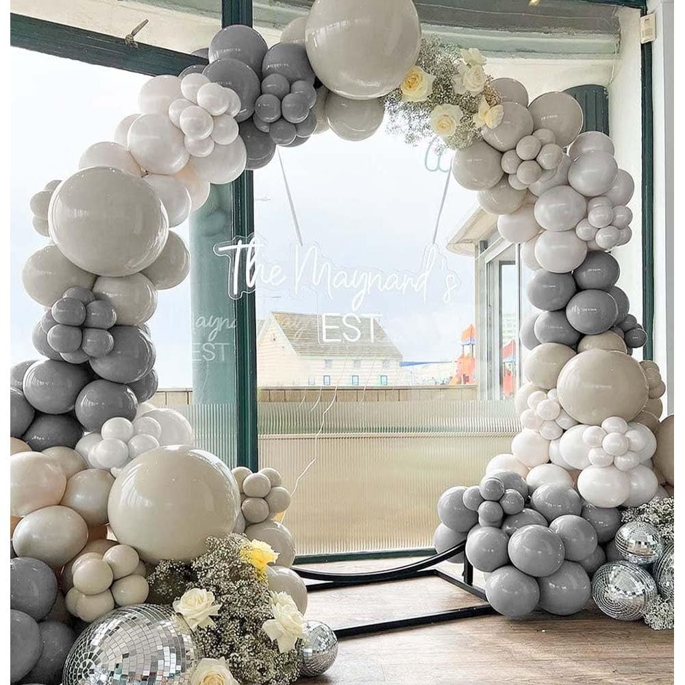 Kit de guirlanda de balões Partycus Grey White Sand Double Stuffed