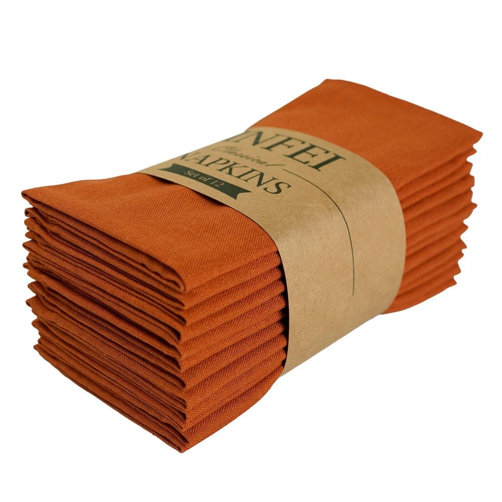 Guardanapos de pano INFEI Linen Blended 40x40cm - Conjunto de 12 terracota