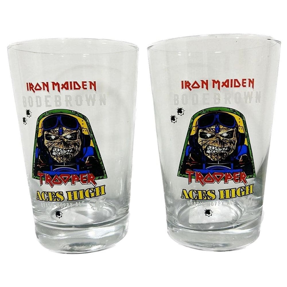 2 Copo Cerveja Iron Maiden Aces High Trooper 350Ml Caldereta