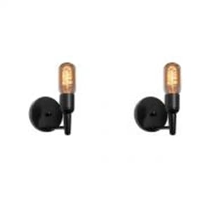Kit/2 Arandela Lustre Retro Md-2028 Preto Suporte Para Lâmpada - Bivolt