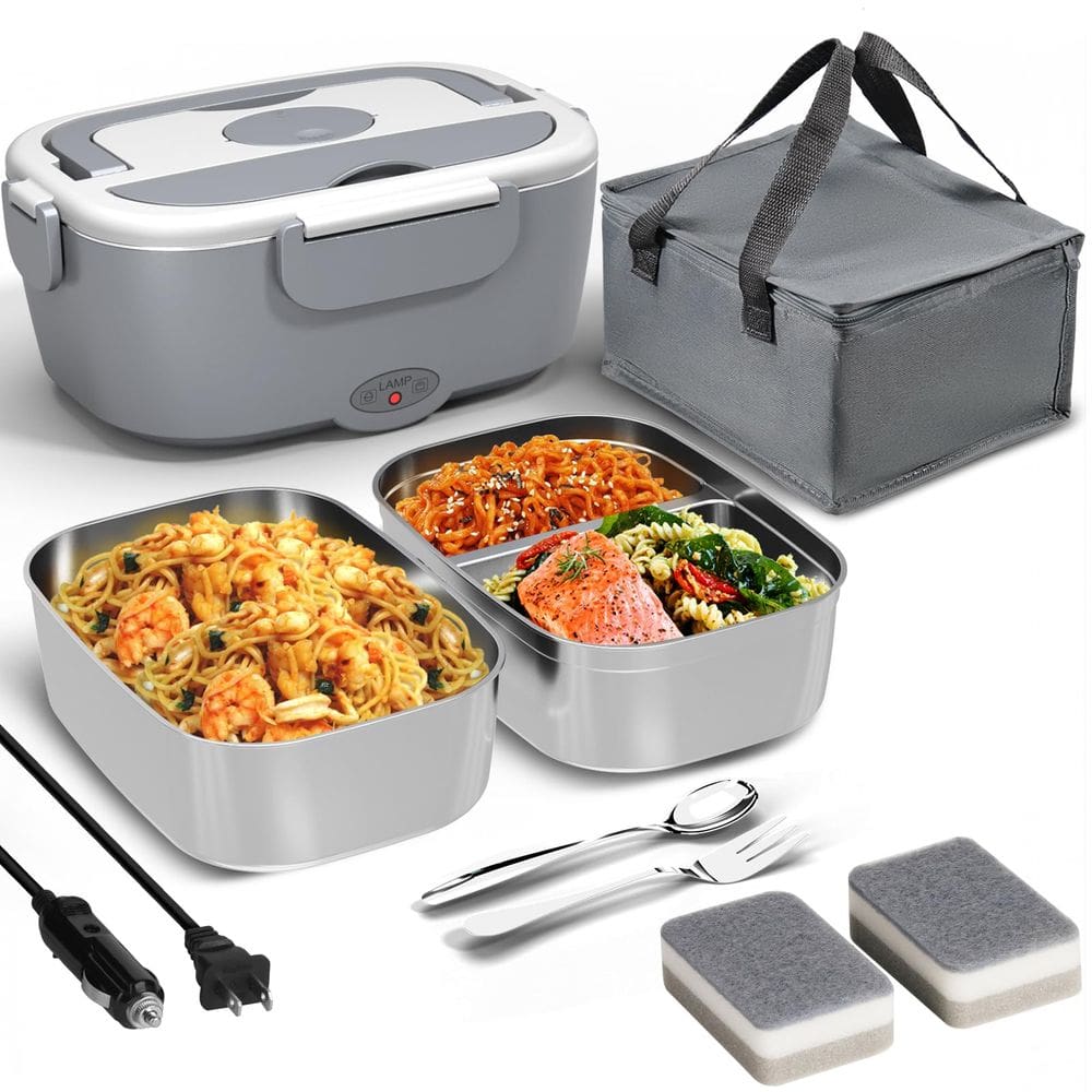 Aquecedor elétrico de alimentos com lancheira de 1,5 L para viagens de carro e caminhão