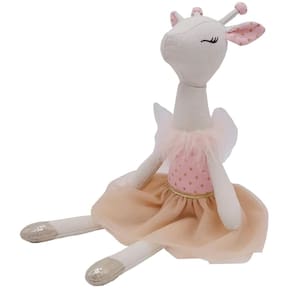 Bicho de pelúcia Mikee Fluffie Giraffe 40 cm com saia de renda rosa