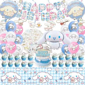 Conjunto de artigos de festa AVONO Cinnamoroll Birthday 101 unidades para crianças