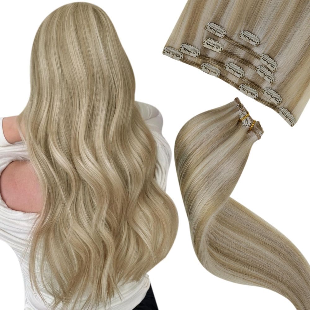 Extensões de cabelo Clip in LaAvoo Real Human Hair 18 polegadas 80g