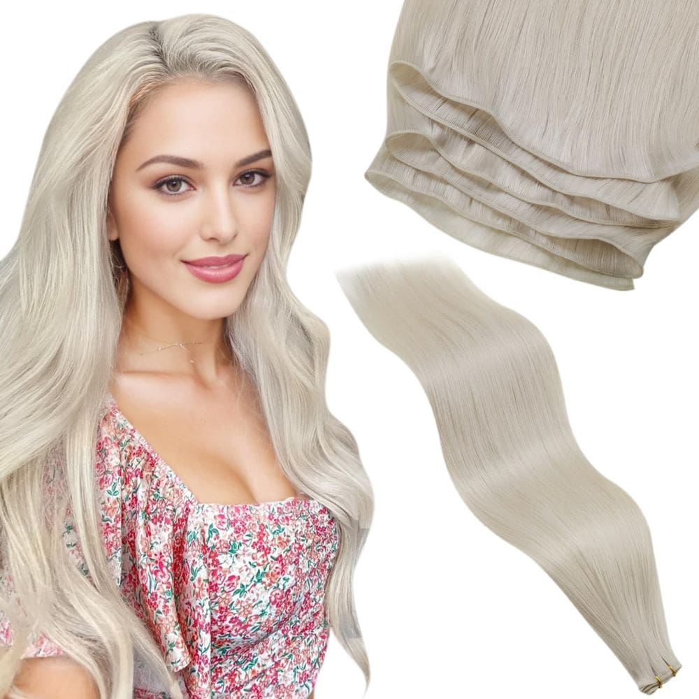 Costure em extensões de cabelo LaAvoo Platinum Blonde 16 polegadas 50g