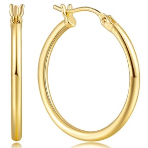 Brincos de argola Fanglcy em ouro 14K para mulheres 15/20/25/35/45/55 mm