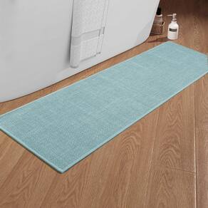 Tapete de banho chakme Ultra Thin Antiderrapante 150x45cm Azul claro