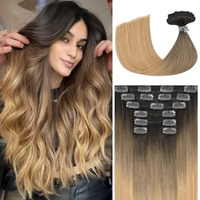 Extensões de cabelo Ukira Ombre Clip em cabelo humano real 30cm 100g