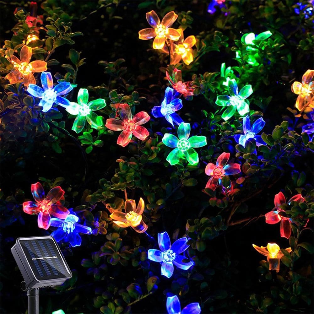 Luzes de flores de corda solar KENTA 100 LED 12m multicoloridas